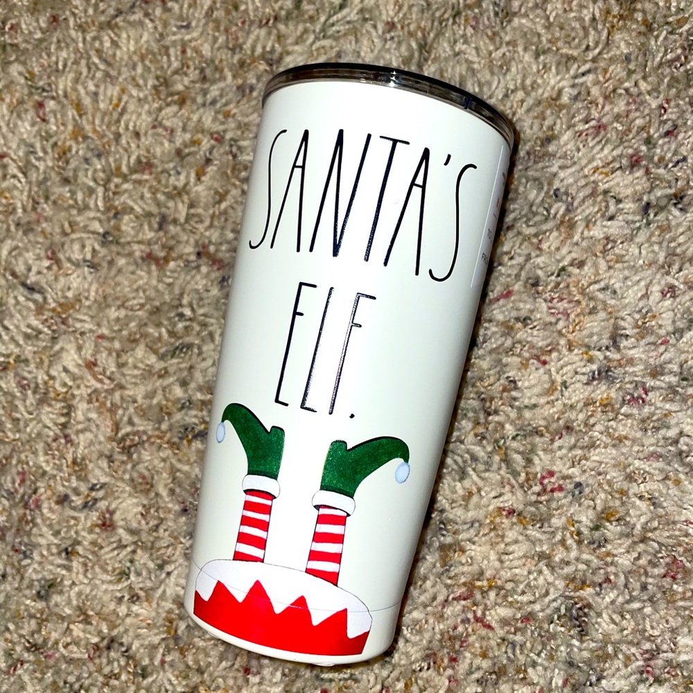 Rae Dunn Ivory Santa's Elf Tumbler, Watercolor Elf Legs NWT